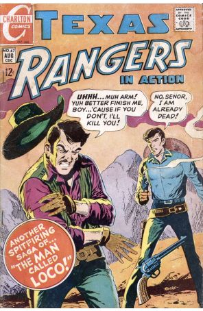 Texas Rangers in Action 67 published by Charlton with cover art by Rocke Mastroserio
