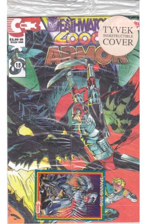 Armor (2nd Series) 3A (with card) published by Continuity with cover art by Michael Golden