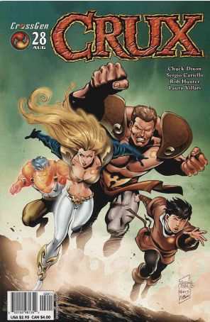 Crux 28 published by CrossGen with cover art by Sergio Cariello, Roland Paris, and Laura Villari