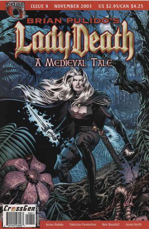 Lady Death: A Medieval Tale (Brian Pulido's) 9 published by CrossGen with cover art by Fabrizio Fiorentino, Ted Pertzborn, and Chris Blythe