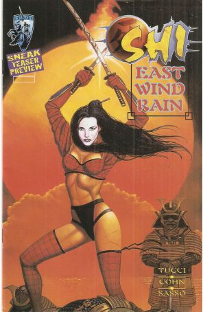 Shi: East Wind Rain Ashcan 1A published by Crusade with cover art by Marc Sasso