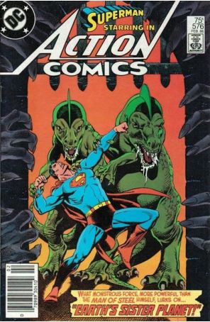 Action Comics 576 (Newsstand) published by DC with cover art by Eduardo Barreto
