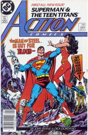 Action Comics 584 (Newsstand) published by DC with cover art by John Byrne