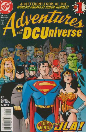 Adventures in the DC Universe 1 published by DC with cover art by John Delaney