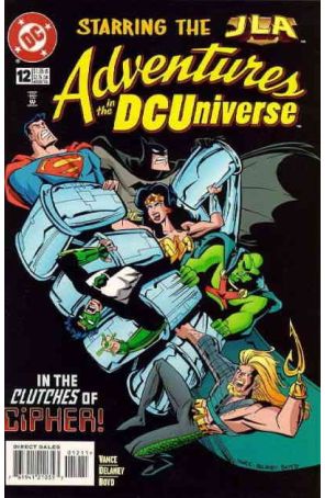 Adventures in the DC Universe 12 published by DC with cover art by John Delaney