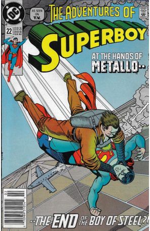 The Adventures of Superboy 22 (Newsstand) published by DC with cover art by Kevin Maguire