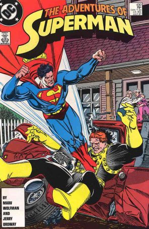 Adventures of Superman 430 published by DC with cover art by Jerry Ordway