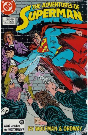 Adventures of Superman 433 published by DC with cover art by Jerry Ordway