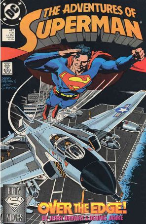 Adventures of Superman 447 published by DC with cover art by Jerry Ordway