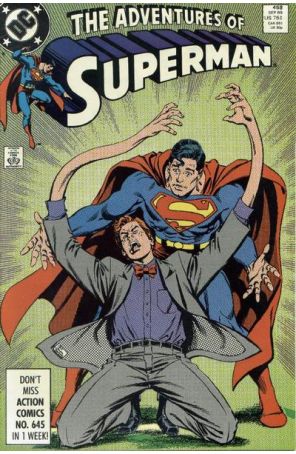 Adventures of Superman 458 published by DC with cover art by Dan Jurgens