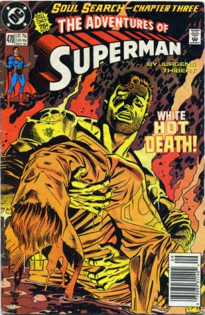 Adventures of Superman 470 (Newsstand) published by DC with cover art by Dan Jurgens