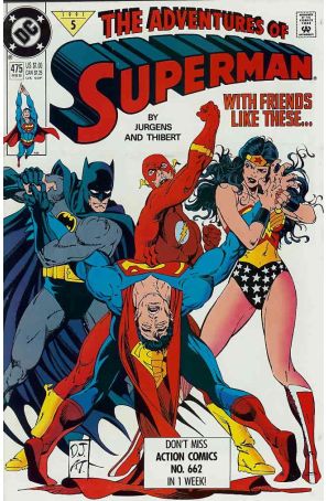 Adventures of Superman 475 published by DC with cover art by Dan Jurgens
