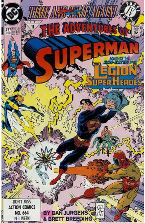 Adventures of Superman 477 published by DC with cover art by Dan Jurgens