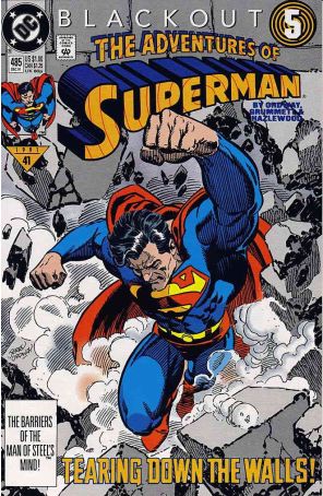 Adventures of Superman 485 published by DC with cover art by Jerry Ordway