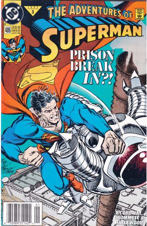 Adventures of Superman 486 (Newsstand) published by DC with cover art by Jerry Ordway