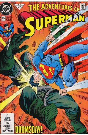 Adventures of Superman 497 published by DC with cover art by Tom Grummett