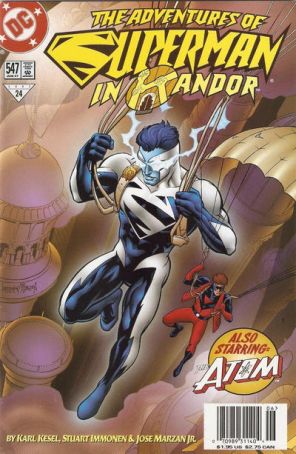 Adventures of Superman 547 (Newsstand) published by DC with cover art by Stuart Immonen