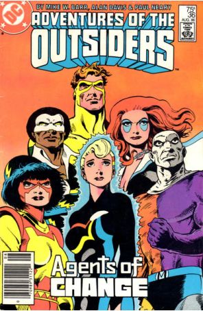 The Adventures of the Outsiders 36 (Newsstand) published by DC with cover art by Alan Davis