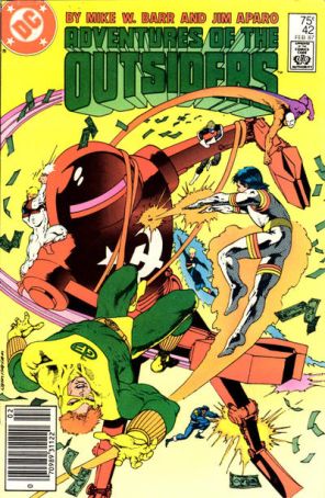 The Adventures of the Outsiders 42 (Newsstand) published by DC with cover art by Kevin Nowlan