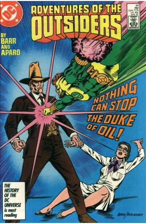 The Adventures of the Outsiders 44 published by DC with cover art by Joe Brozowski
