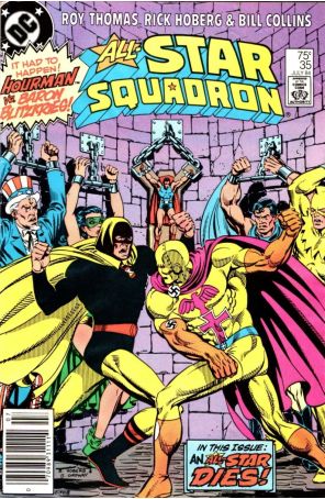 All-Star Squadron 35 (Mark Jewelers) published by DC with cover art by Rick Hoberg