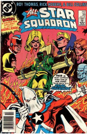 All-Star Squadron 38 (Newsstand) published by DC with cover art by Rick Hoberg