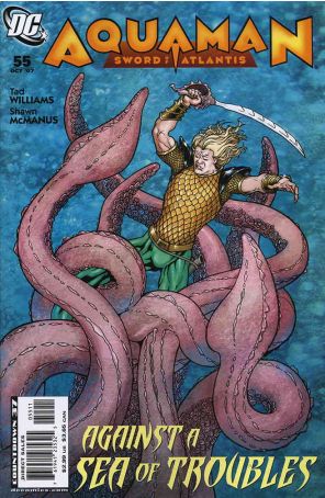 Aquaman: Sword of Atlantis 55 published by DC with cover art by Kevin Maguire