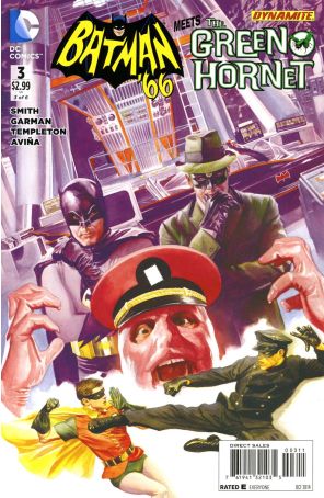 Batman '66 Meets the Green Hornet 3 published by DC with cover art by Alex Ross