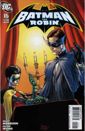 Batman and Robin 15 published by DC with cover art by Frank Quitely