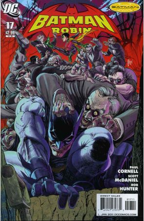 Batman and Robin 17 published by DC with cover art by Guillem March