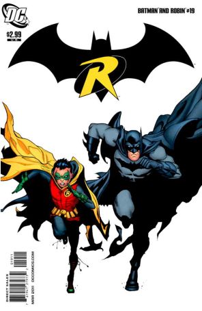 Batman and Robin 19 published by DC with cover art by Patrick Gleason