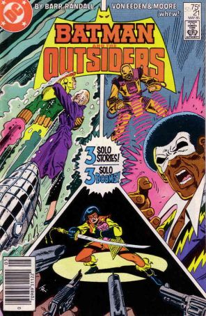 Batman and the Outsiders 21 (Mark Jewelers) published by DC with cover art by Jim Aparo