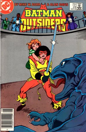 Batman and the Outsiders 24 (Newsstand) published by DC with cover art by Alan Davis