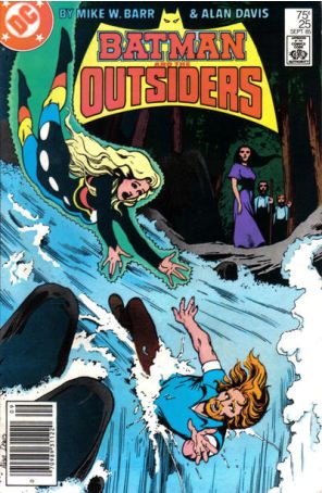 Batman and the Outsiders 25 (Newsstand) published by DC with cover art by Alan Davis