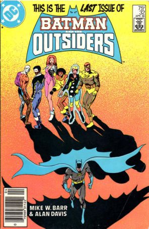 Batman and the Outsiders 32 (Newsstand) published by DC with cover art by Alan Davis