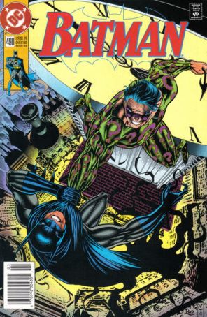 Batman 490 (Newsstand) published by DC with cover art by Travis Charest
