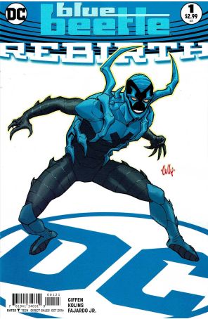 Blue Beetle: Rebirth 1A published by DC with cover art by Cully Hamner