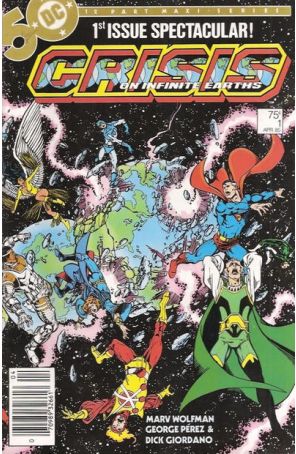 Crisis on Infinite Earths 1 (Newsstand) published by DC with cover art by George Pérez
