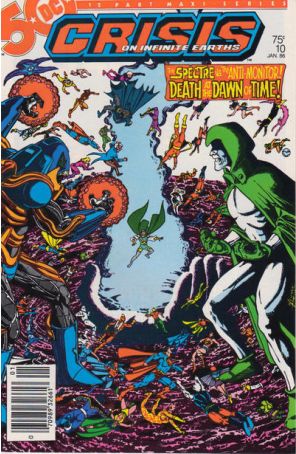 Crisis on Infinite Earths 10 (Newsstand) published by DC with cover art by George Pérez