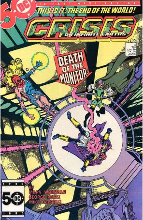 Crisis on Infinite Earths 4 published by DC with cover art by George Pérez