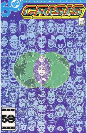 Crisis on Infinite Earths 5 published by DC with cover art by George Pérez