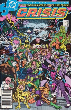 Crisis on Infinite Earths 9 (Newsstand) published by DC with cover art by George Pérez