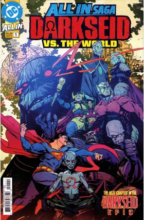 DC All in Saga: Darkseid vs. the World 1A published by DC with cover art by Sanford Greene