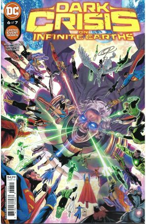 Dark Crisis 6 published by DC with cover art by Daniel Sampere and Alejandro Sanchez