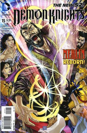 Demon Knights 15 published by DC with cover art by Bernard Chang