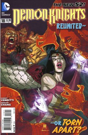 Demon Knights 18 published by DC with cover art by Tony Daniel