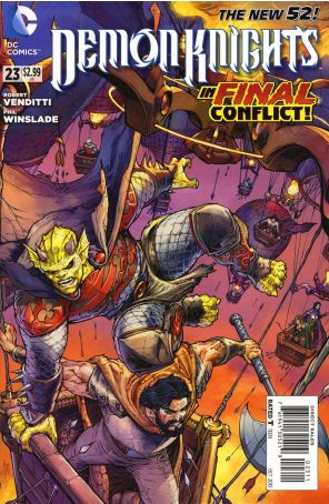 Demon Knights 23 published by DC with cover art by Howard Porter