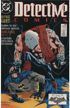 Detective Comics 598 published by DC with cover art by Denys Cowan