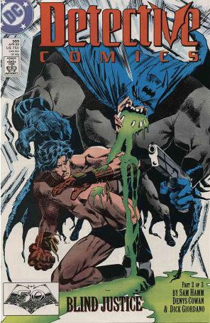 Detective Comics 599 published by DC with cover art by Denys Cowan