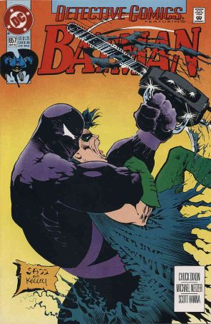 Detective Comics 657 published by DC with cover art by Sam Kieth